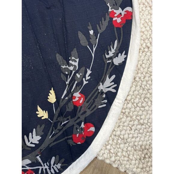 Allen + Roth Christmas Tree Skirt Blue 56” Holly Jolly Decorations Holiday Blue - Picture 6 of 10